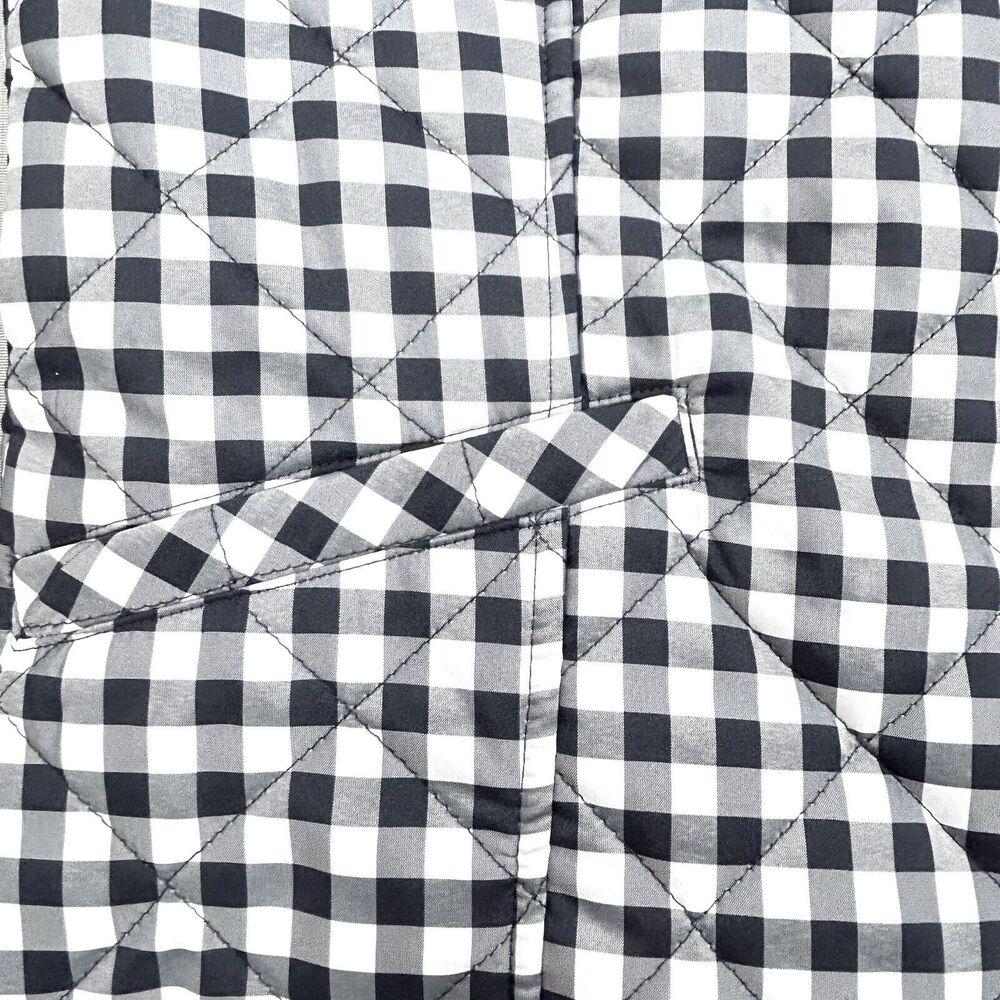 Talbots Vest Women’s L Black White Gingham Plaid Quilted Puffer Western Preppy - Picture 9 of 12